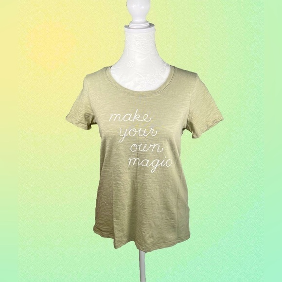 Lauren Conrad Short Sleeve Shirt Make your own magic Green XS - Picture 1 of 7